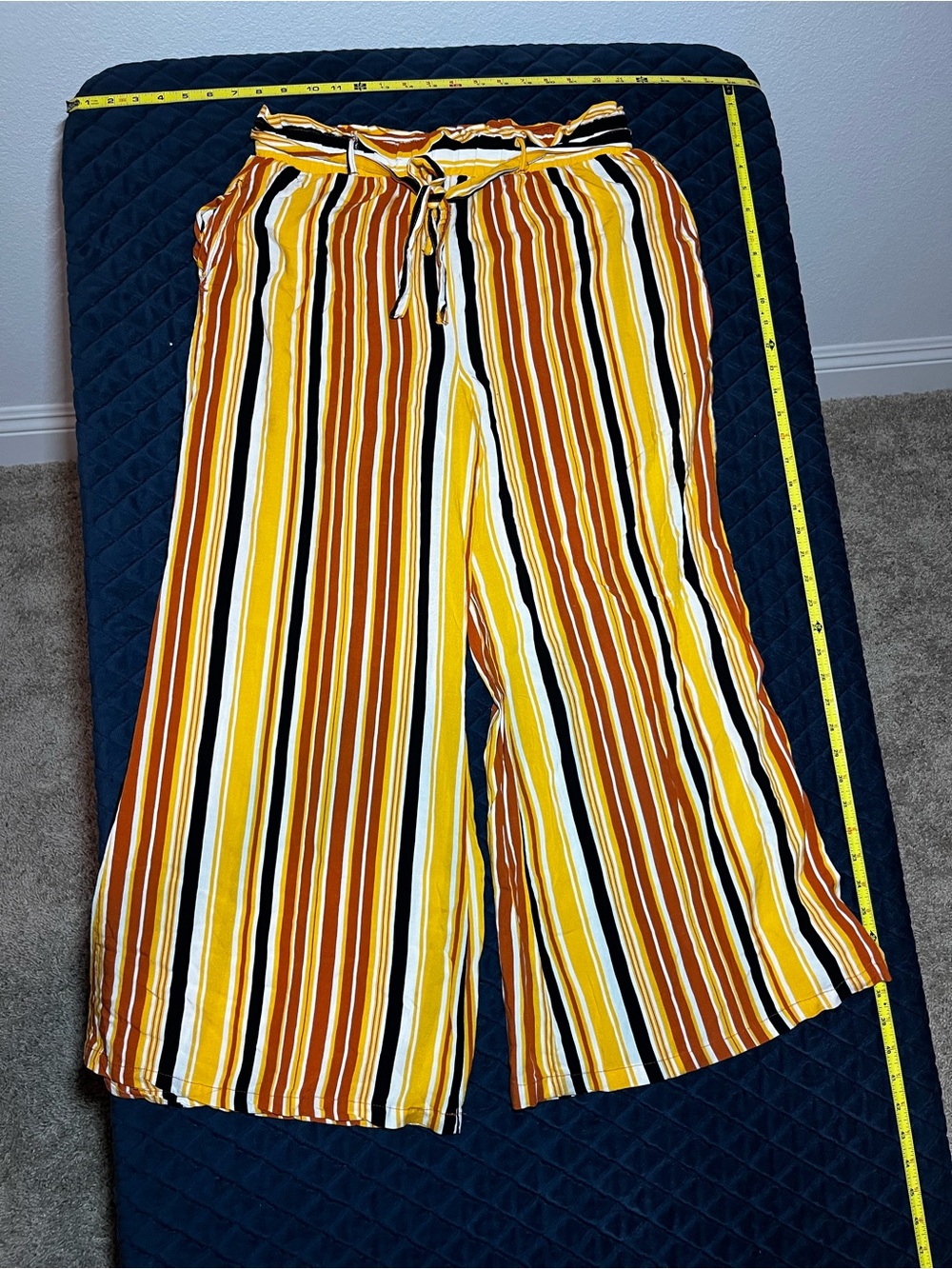 New Look Yellow, Rust & Black Striped Wide-Leg Shorts